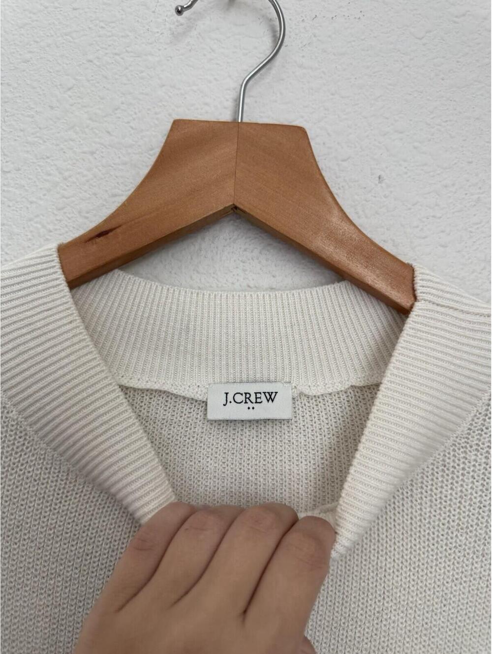 J.Crew Women’s OS Ivory Navy Blue Striped Knit Poncho Coastal Preppy Classic - Picture 3 of 8